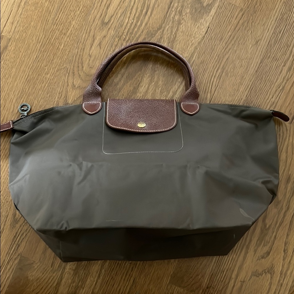 Longchamp Brown and Dark Gray Satchel
